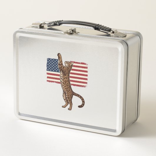 Patriottische Kat Amerikaanse Vlag Vintage Vector (Voorkant)
