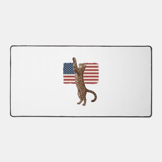 Patriottische Kat Amerikaanse Vlag Vintage Vector  Bureaumat (Voorkant)