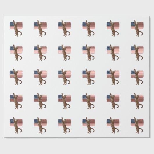 Patriottische Kat Amerikaanse Vlag Vintage Vector  Cadeaupapier (Vlak)