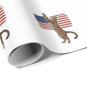 Patriottische Kat Amerikaanse Vlag Vintage Vector  Cadeaupapier (Rol Hoek)