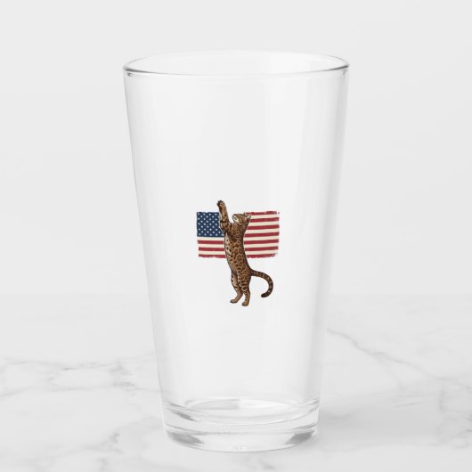 Patriottische Kat Amerikaanse Vlag Vintage Vector Glas (Voorkant)