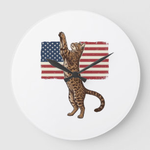Patriottische Kat Amerikaanse Vlag Vintage Vector Grote Klok