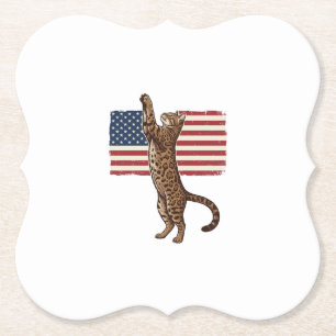 Patriottische Kat Amerikaanse Vlag Vintage Vector  Kartonnen Onderzetters