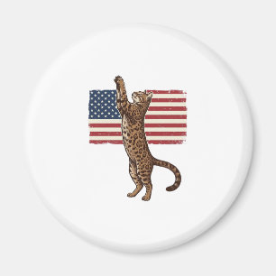 Patriottische Kat Amerikaanse Vlag Vintage Vector  Magneet