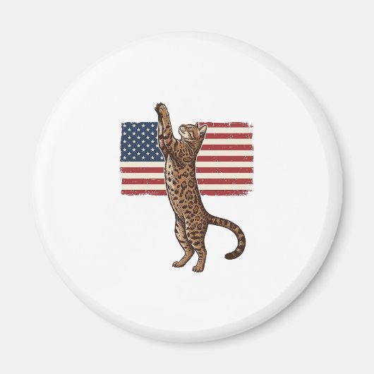 Patriottische Kat Amerikaanse Vlag Vintage Vector Magneet (Voorkant)