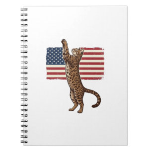 Patriottische Kat Amerikaanse Vlag Vintage Vector Notitieboek