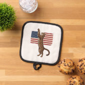 Patriottische Kat Amerikaanse Vlag Vintage Vector Pannenlap (Top down)
