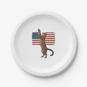 Patriottische Kat Amerikaanse Vlag Vintage Vector  Papieren Bordje