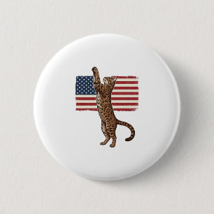Patriottische Kat Amerikaanse Vlag Vintage Vector  Ronde Button 5,7 Cm