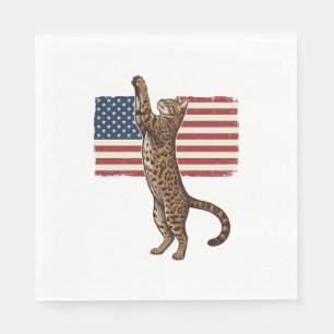 Patriottische Kat Amerikaanse Vlag Vintage Vector Servet