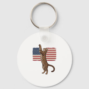 Patriottische Kat Amerikaanse Vlag Vintage Vector  Sleutelhanger