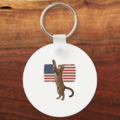 Patriottische Kat Amerikaanse Vlag Vintage Vector Sleutelhanger (Voorkant)