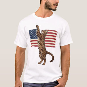 Patriottische Kat Amerikaanse Vlag Vintage Vector T-shirt