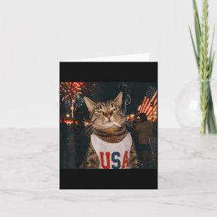 Patriottische kat die sigaret rookt 250 jaar op 4 kaart