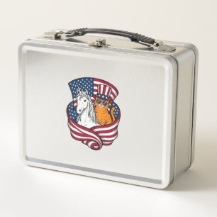 Patriottische kat en eenhoorn vintage vector ontwe