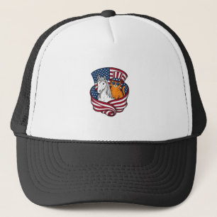 Patriottische kat en eenhoorn vintage vector ontwe trucker pet