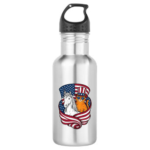Patriottische kat en eenhoorn vintage vector ontwe waterfles