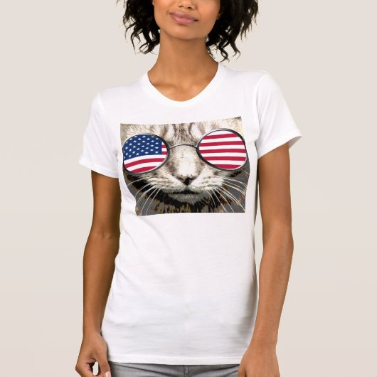 Patriottische kat Funny T-shirts, Amerikaanse zonn T-shirt (Voorkant)
