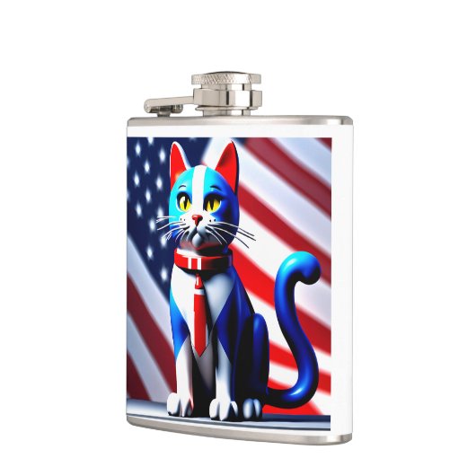 patriottische kat heupfles (Links)