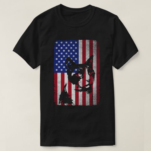 Patriottische Kat Lover 4 juli Amerikaanse vlag T-shirt (Design voorkant)