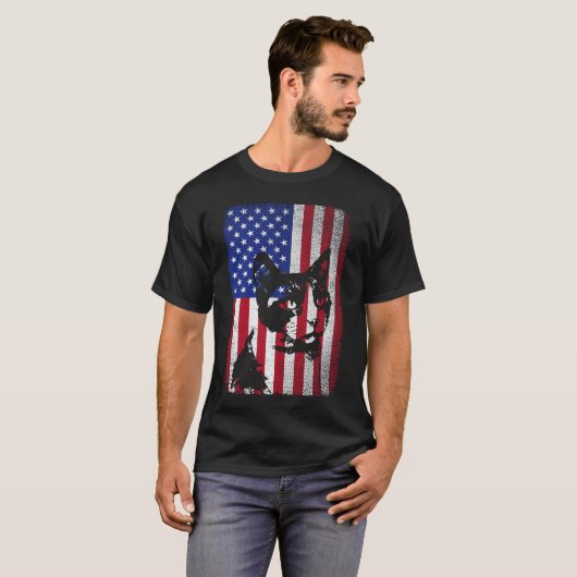 Patriottische Kat Lover 4 juli Amerikaanse vlag T-shirt (Voorkant volledig)