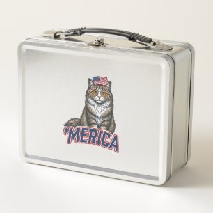 Patriottische Kat Merica Vintage Gravure Shirt Ont
