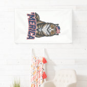 Patriottische Kat Merica Vintage Gravure Shirt Ont Spandoek (Insitu)