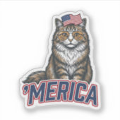 Patriottische Kat Merica Vintage Gravure Shirt Ont Sticker (Voorkant)