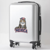 Patriottische Kat Merica Vintage Gravure Shirt Ont Sticker (Koffer)