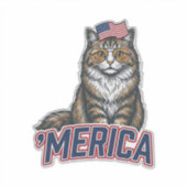 Patriottische Kat Merica Vintage Gravure Shirt Ont Sticker (Voorkant)