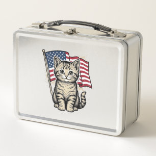 Patriottische kat met Amerikaanse vlag Vintage Vec