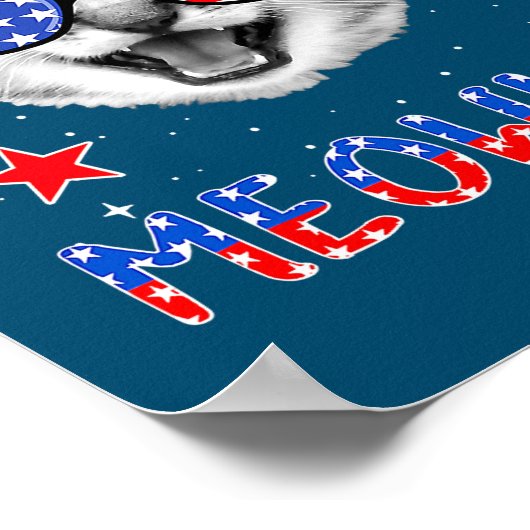 Patriottische kat op 4 juli Meowica American Flag Poster (Hoek)