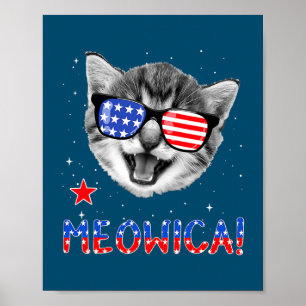 Patriottische kat op 4 juli Meowica American Flag Poster