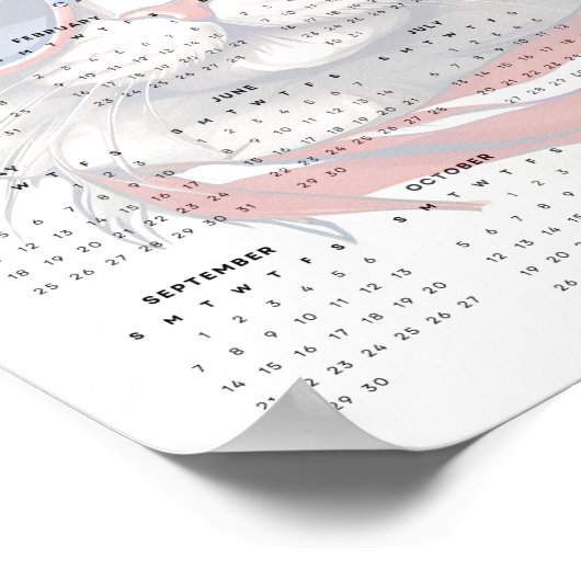 Patriottische Kat Rood Wit Blauw Sjaal 2025 Kalend Poster (Hoek)