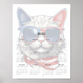 Patriottische Kat Rood Wit Blauw Sjaal 2025 Kalend Poster (Voorkant)