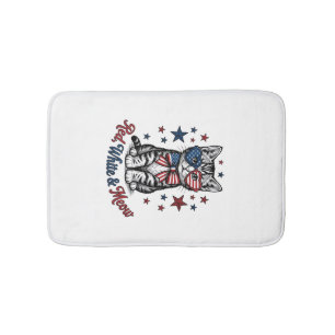 Patriottische Kat Rood Wit en Miauw Vintage Design Badmat