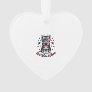 Patriottische Kat Rood Wit en Miauw Vintage Design Ornament