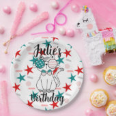 Patriottische kat springen en sterren Birthday Par Papieren Bordje (Feest)