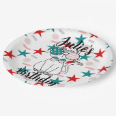 Patriottische kat springen en sterren Birthday Par Papieren Bordje (Gekanteld)