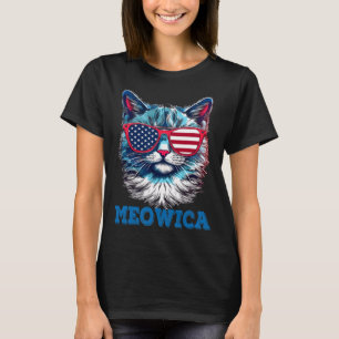 Patriottische Kat Sungles Amerikaanse Vlag 4 juli T-shirt