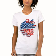 Patriottische kat T-shirt, Amerikaanse vlag, USA P