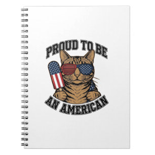 Patriottische kat trots om Amerikaans te zijn vint Notitieboek
