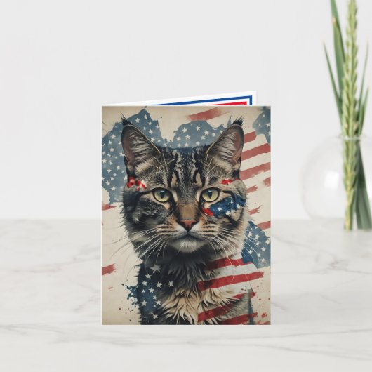 Patriottische kat van onbekende afkomst feestdagen kaart (Voorkant)