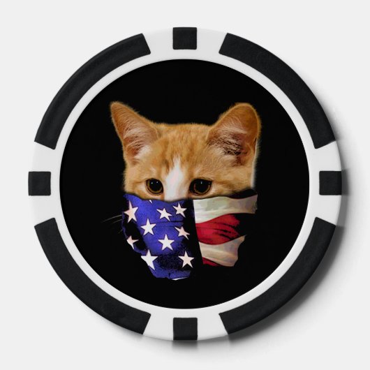Patriottische kat Verenigde Staten Vlag Poker Chips (Voorkant)