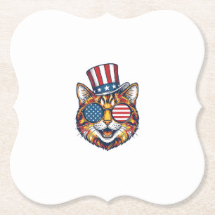 Patriottische kat vintage gravure shirt ontwerp_1 kartonnen onderzetters