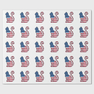 Patriottische kat vintage gravure vector ontwerp_1 cadeaupapier