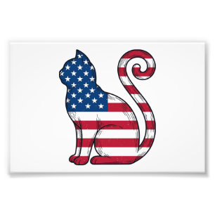 Patriottische kat vintage gravure vector ontwerp_1 foto afdruk