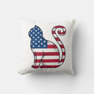 Patriottische kat vintage gravure vector ontwerp_1 kussen