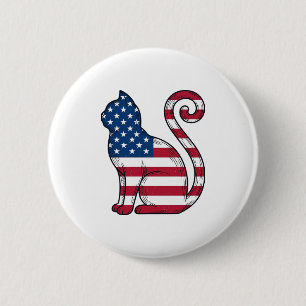 Patriottische kat vintage gravure vector ontwerp_1 ronde button 5,7 cm