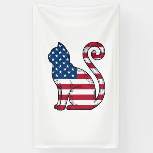 Patriottische kat vintage gravure vector ontwerp_1 spandoek